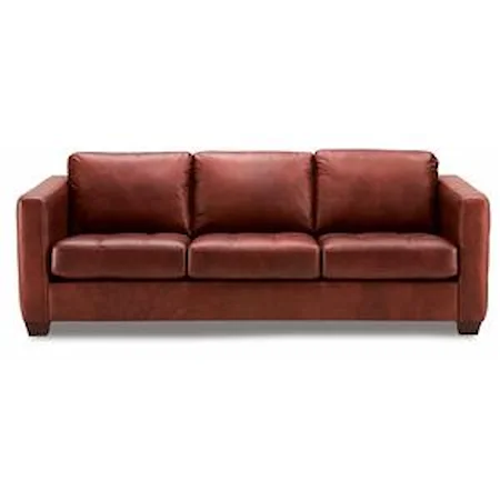 Contemporary Sofa with Decorative Track Arms and Cushion Tufting